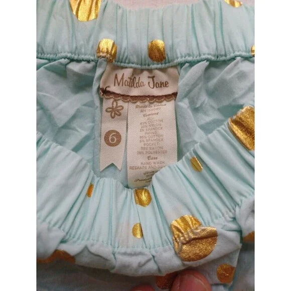 Matilda Jane girls pull-on skirt 6 polka dot floral tiers pockets mixed fabric - Picture 2 of 7